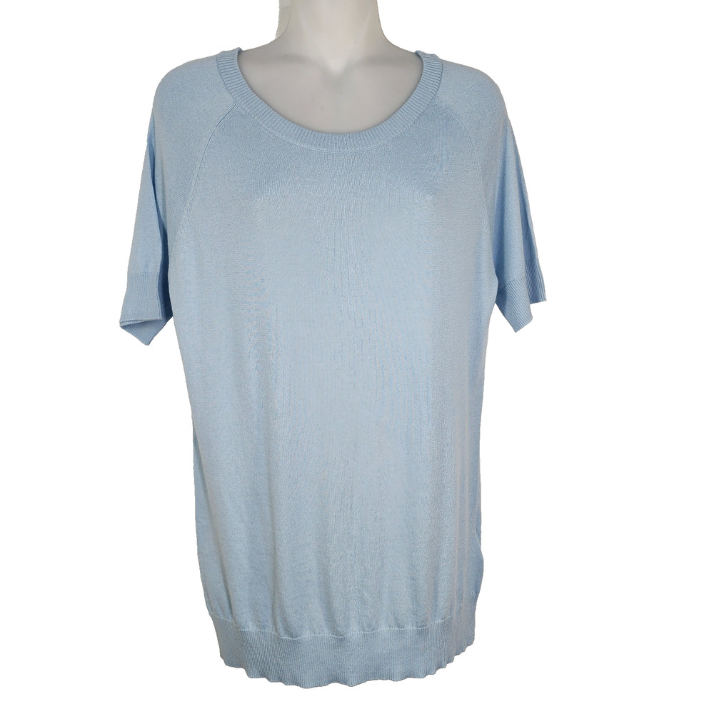 Anatomie Eliza Sweater Womens Medium Arctic Blue Short Sleeve Lightweight